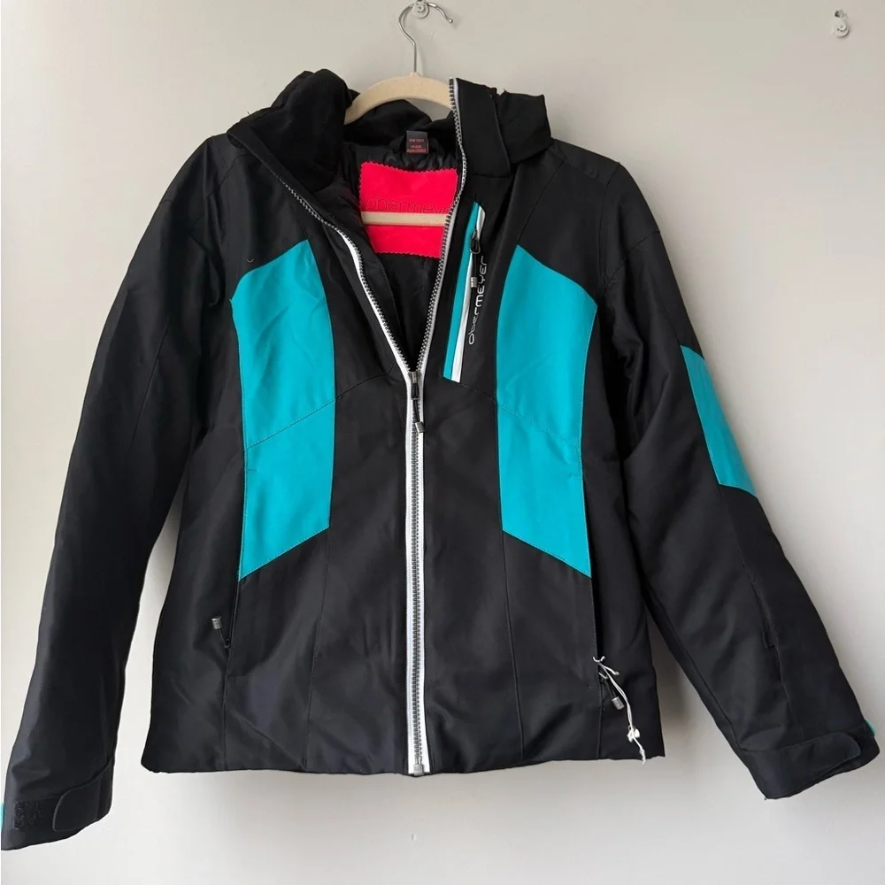 Obermeyer Gracey Girls Black and Aqua Ski Jacket Size L (14-16)